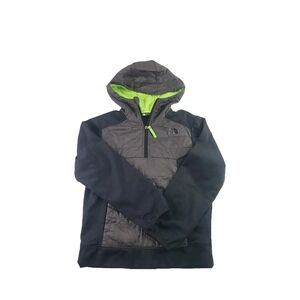 The North Face Kids Black and Gray Hoodie with Green Lining Size 10/11